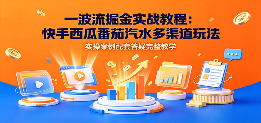 一波流掘金实战教程:快手西瓜番茄汽水多渠道玩法,实操案例配套答疑完整教学-聊项目