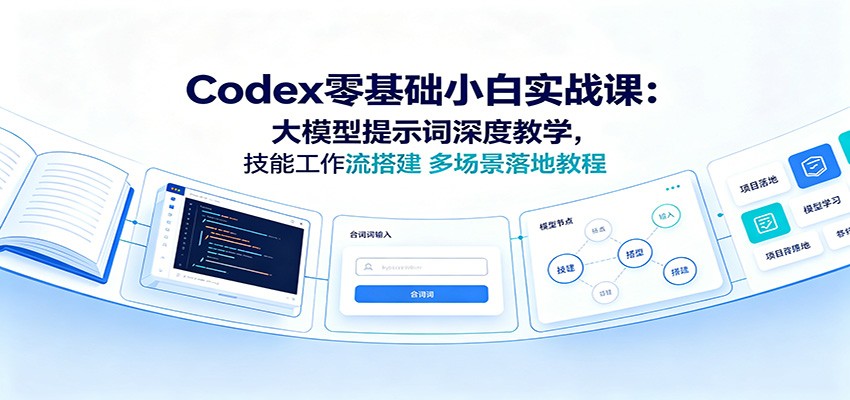 Codex零基础小白实战课:大模型提示词深度教学,技能工作流搭建多场景落地教程-聊项目