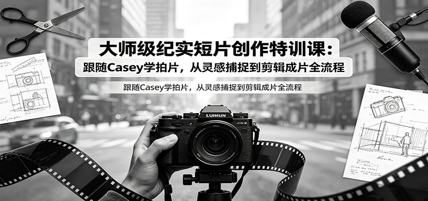 大师级纪实短片创作特训课:跟随Casey学拍片,从灵感捕捉到剪辑成片全流程-聊项目