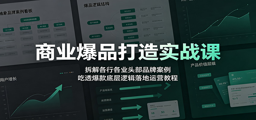 商业爆品打造实战课:拆解各行各业头部品牌案例,吃透爆款底层逻辑落地运营教程-聊项目