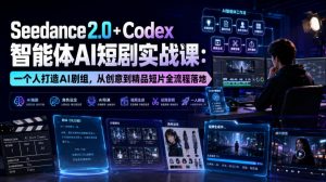 Seedance2.0+Codex智能体AI短剧实战课:一个人打造AI剧组,从创意到精品短片全流程-聊项目