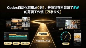 Codex自动化剪辑从0到1,开源我在抖音赚了5W 的剪辑工作流【万字长文】-聊项目