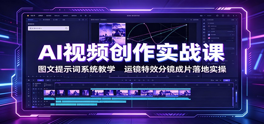 AI视频创作实战课:图文提示词系统教学,运镜特效分镜成片落地实操-聊项目