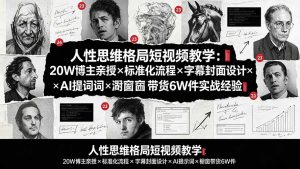人性思维格局短视频教学：20W博主亲授×标准化流程×字幕封面设计×AI提示词×橱窗带货6W件实战经验-聊项目