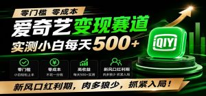 零门槛爱奇艺变现冷门赛道，实测小白每天500+，新风口红利期，肉多狼少，抓紧入局！-聊项目