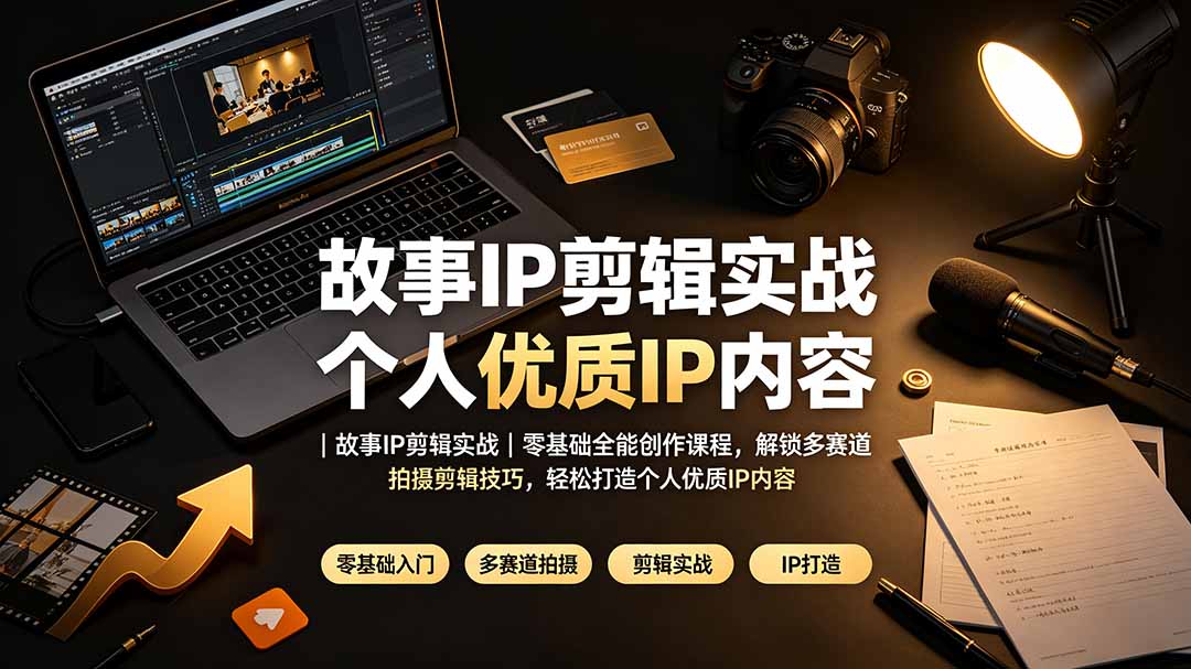 故事IP剪辑实战｜零基础全能创作课程，解锁多赛道拍摄剪辑技巧，轻松打造个人优质IP内容-聊项目