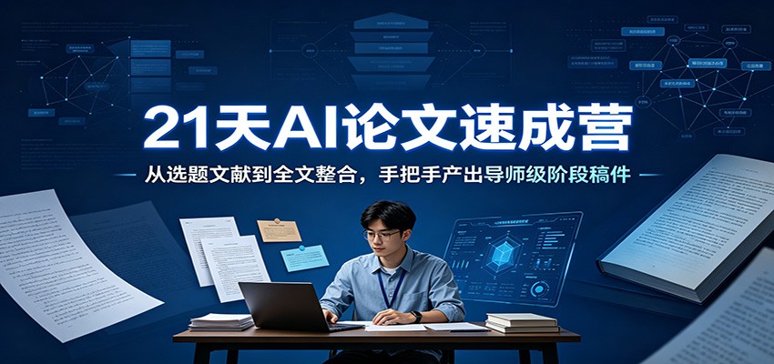 21天AI论文速成营：从选题文献到全文整合，手把手产出导师级阶段稿件-聊项目