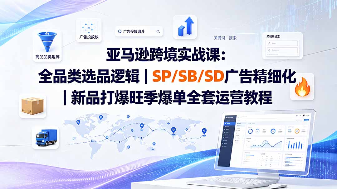 亚马逊跨境实战课-更新：全品类选品逻辑｜SP/SB/SD广告精细化｜新品打爆旺季爆单全套运营教程-聊项目