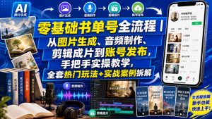零基础书单号全流程|从图片生成、音频制作、剪辑成片到账号发布,手把手实操教学,全套热门玩法+实战案例拆解-聊项目