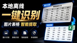 体积仅70MB,图片一键智能提取表格工具来了!完全免费且离线使用,FastOCR智能表格识别软件V1.0-聊项目