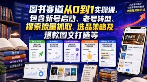 图书赛道从0到1实操课,包含新号启动、老号转型、搜索流量抓取、选品策略及爆款图文打造等-聊项目