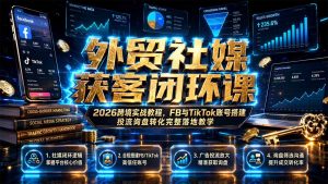 外贸社媒获客闭环课｜2026跨境实战教程，FB与TikTok账号搭建投流询盘转化完整落地教学-聊项目