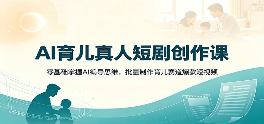 AI育儿真人短剧创作课:零基础掌握AI编导思维,批量制作育儿赛道爆款短视频-聊项目