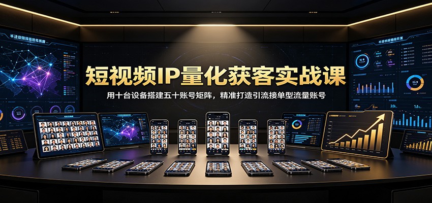 短视频IP量化获客实战课：用十台设备搭建五十账号矩阵，精准打造引流接单型流量账号-聊项目