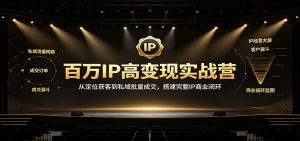 百万IP高变现实战营:从定位获客到私域批量成交,搭建完整IP商业闭环-聊项目