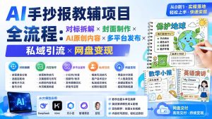AI手抄报教辅项目全流程:对标拆解×封面制作×AI原创内容×多平台发布×私域引流×网盘变现-聊项目
