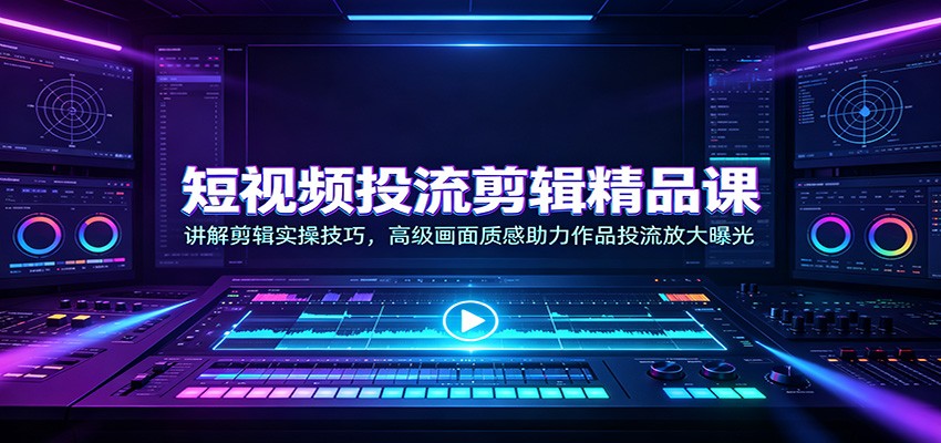 短视频投流剪辑精品课:讲解剪辑实操技巧,高级画面质感助力作品投流放大曝光-聊项目