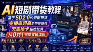 AI短剧带货教程，基于SD2.0的短剧带货，完播率超高的带货视频，无需抽卡品质拉满，从0到1完整实操流程-聊项目
