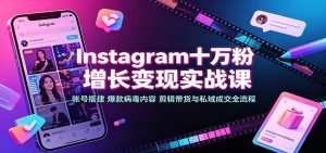Instagram十万粉增长变现实战课：账号搭建、爆款病毒内容、剪辑带货与私域成交全流程-聊项目