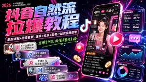 抖音自然流拉爆教程-更新8月：做懂流量的主播，新规适配+持续更新，话术+投放+起号一站式实战教学-聊项目