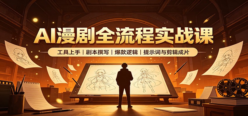 AI漫剧全流程实战课:工具上手、剧本撰写、爆款逻辑、提示词与剪辑成片-聊项目