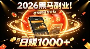 2026黑马副业！番茄挂G全自动日入1000+，操作最简单、门槛最低的线上轻资产项目【揭秘】-聊项目