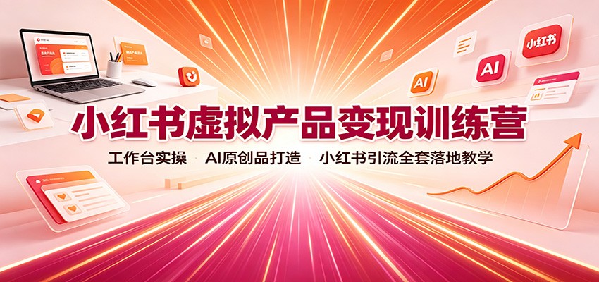 小红书虚拟产品变现训练营:工作台实操,AI原创品打造,小红书引流全套落地教学-聊项目
