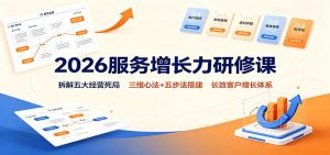 2026服务增长力研修课：拆解五大经营死局，三维心法+五步法搭建长效客户增长体系-聊项目