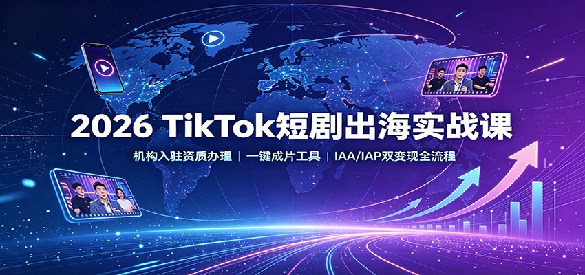 2026 TikTok短剧出海实战课:机构入驻资质办理,一键成片工具,IAA/IAP双变现全流程-聊项目