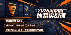 2026淘系推广体系实战课|新品底层流量机制、选品定位、搜索起量、投产控本、新店老店工厂商家分赛道爆款复制全流程(更新)-聊项目