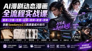 AI漫剧动态漫画全流程实战课:剧本+分镜+生图+运镜+视频+配音+剪辑,掌握Seedance2.0高质量成片技巧-聊项目