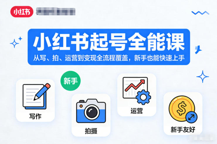 小红书起号全能课，从写、拍、运营到变现全流程覆盖，新手也能快速上手(更新)-聊项目