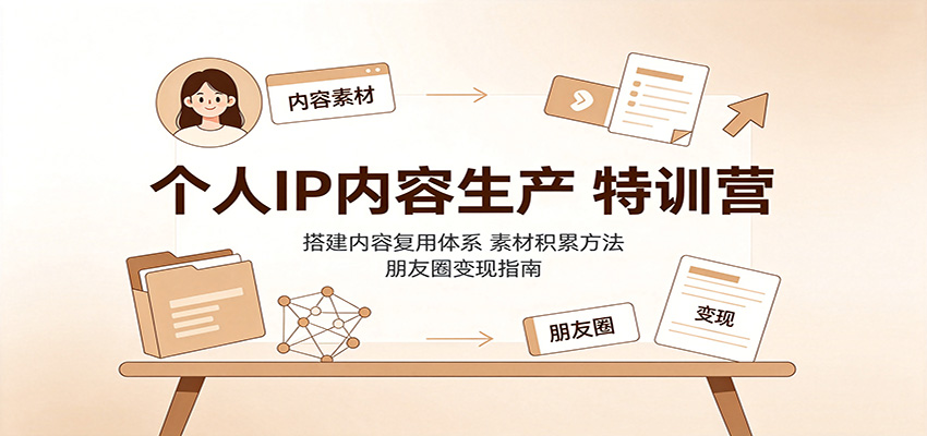 个人IP内容生产特训营:搭建内容复用体系,素材积累方法,朋友圈变现指南-聊项目