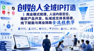 创始人全域IP打造|商业模式梳理、人设内容定位、爆款产品开发、私域成交体系搭建、线下赋能与商业陪跑全流程教学-聊项目