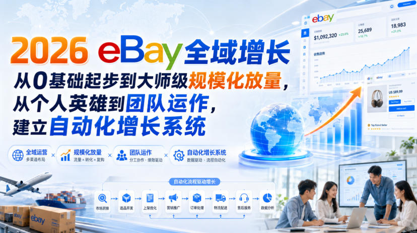 2026 eBay全域增长，从0基础起步到大师级规模化放量，从个人英雄到团队运作，建立自动化增长系统-聊项目