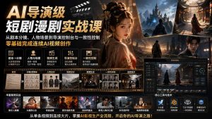 AI导演级短剧漫剧实战课:从剧本分镜、人物场景到导演控制台与一致性控制,零基础完成连续AI视频创作 (更新-聊项目
