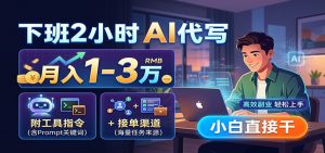下班2小时AI代写,月入1-3万,附工具指令+接单渠道,小白直接干-聊项目