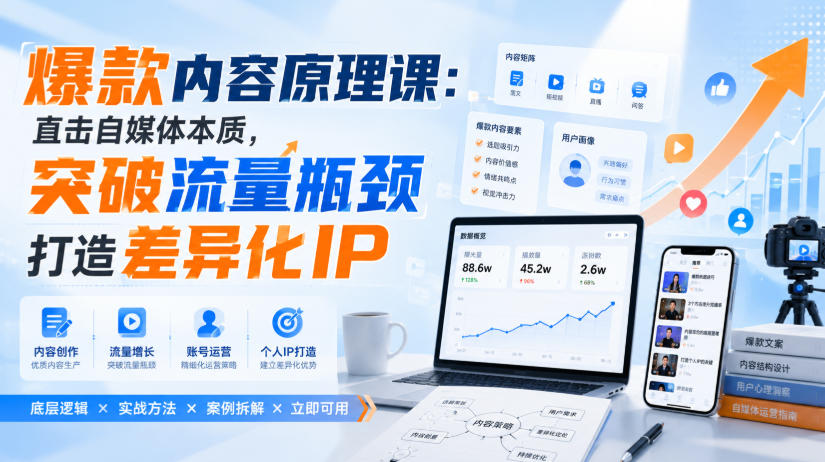 爆款内容原理课：直击自媒体本质，突破流量瓶颈打造差异化IP-聊项目