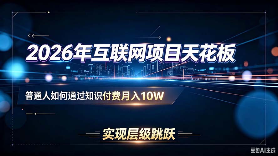 2026年互联网项目天花板：普通人如何通过知识付费月入10W，实现层级跳跃-聊项目