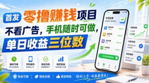 首发零撸賺钱项目，不看广告，手机随时可做，单日收益三位数【揭秘】-聊项目