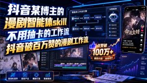 抖音某博主的漫剧智能体skill，不用抽卡的工作流，抖音破百万赞的漫剧工作流(更新)-聊项目
