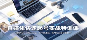 自媒体快速起号实战特训课：四种内容二次加工方法，多平台适配，账号冷启动全套教学-聊项目