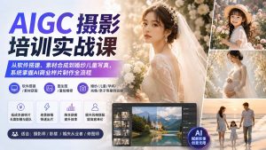 AIGC摄影培训实战课：从软件搭建、素材合成到婚纱儿童写真，系统掌握AI商业样片制作全流程-聊项目