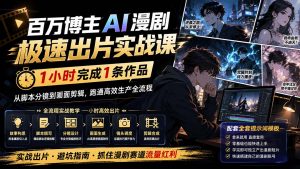 百万博主AI漫剧极速出片实战课：1小时产出条作品，从脚本分镜到画面剪辑，跑通高效生产全流程-聊项目