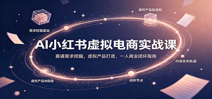 AI小红书虚拟电商实战课:赛道需求挖掘,虚拟产品打造,一人商业闭环指南-聊项目