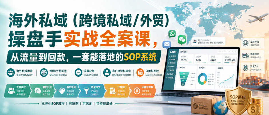 海外私域(跨境私域/外贸)操盘手实战全案课，从流量到回款，一套能落地的SOP系统-聊项目