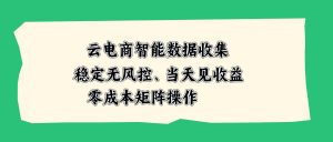 云电商智能数据收集,稳定无风控,当天见收益,零成本矩阵操作-聊项目