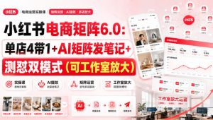 小红书电商矩阵6.0:单店4带1+AI矩阵发笔记+测怼双模式(可工作室放大)-聊项目