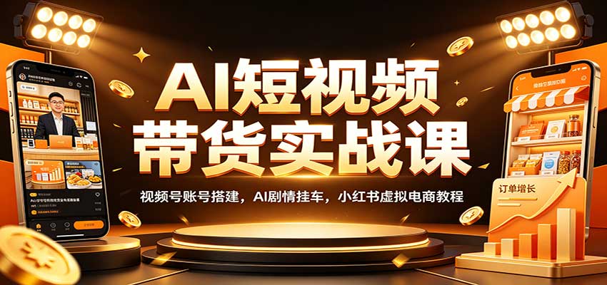 AI短视频带货实战课:视频号账号搭建,AI剧情挂车,小红书虚拟电商教程-聊项目