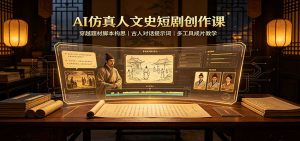 AI仿真人文史短剧创作课:穿越题材脚本构思,古人对话提示词,多工具成片教学-聊项目